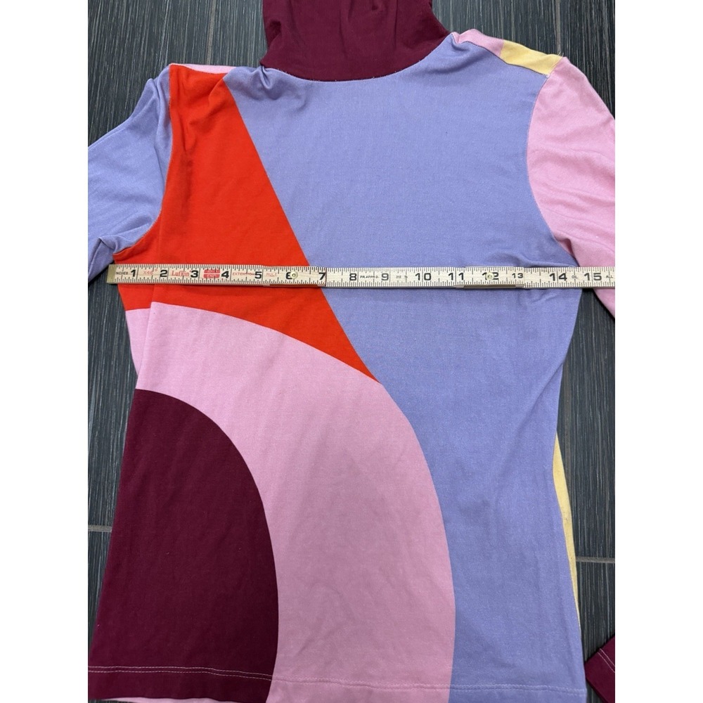 The Kit Turtleneck Bamboo Top Sz XS Color Block Swirl 70s Psychedelic - Picture 3 of 6